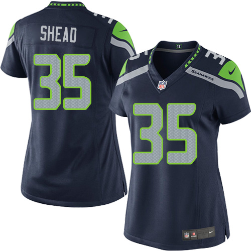 Women's Elite DeShawn Shead Nike Jersey Navy Blue Home - #35 NFL Seattle Seahawks